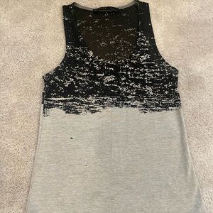 AllSaints Burnout tank Top in Black and Gray Size 4/small